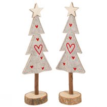 Artikel Tannenbaum aus Filz Deko mit Herzen Grau Rot 28cm 4 St
