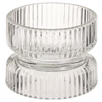 Artikel Teelichthalter Geriffelt Glas Deko Klar Ø9cm H7cm 4 St