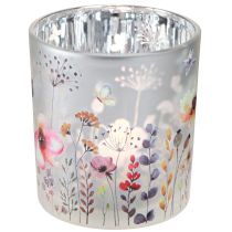 Artikel Teelichthalter Glas Mohn Schmetterling Farbig 8cm 4 St