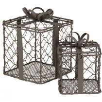 Artikel Vintage Drahtkorb Geschenk Metall Grau 10,5/7,5cm Set à 2 St