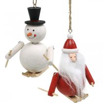 Artikel Christbaumschmuck Holz Weihnachtsmann und Schneemann 11cm 2er-Set