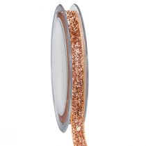 Artikel Weihnachtsband Rosa Kupfer Glitter Dekoband 10mm 10m