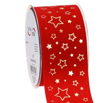 Artikel Weihnachtsband Rot Band mit Sternen Drahtkante 60mm 20m
