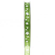 Artikel Weihnachtsband Organza Grün mit Stern 10mm 20m