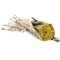 Artikel Weihnachtsdeko Vogel am Clip Grün, Glitter 12cm 6St sortiert