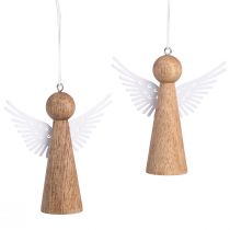 Artikel Weihnachtsengel Holz zum Hängen Natur Weiß 8cm 6 St
