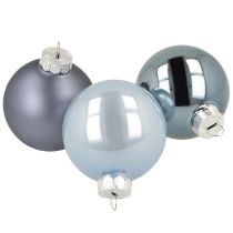 Artikel Dekokugel Weihnachtskugeln Glas Blau-Grau matt, glänzend 5cm 24 St