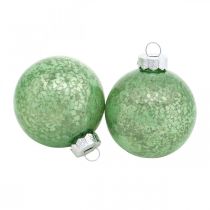 Artikel Weihnachtskugel, Christbaumschmuck, Glaskugel Grün marmoriert H6,5cm Ø6cm Echtglas 24 St