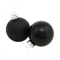Artikel Christbaumkugeln, Baumanhänger, Glaskugeln Schwarz H6,5cm Ø6cm Echtglas 24 St