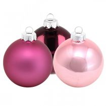 Artikel Weihnachtskugeln, Baumschmuck, Glaskugeln Violett H8,5cm Ø7,5cm Echtglas 12 St