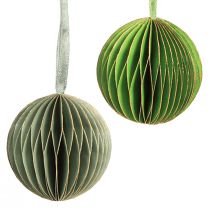 Artikel Weihnachtskugeln Papier Wabenkugeln Grün Gold Ø7cm 4 St