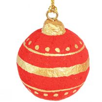 Artikel Weihnachtskugeln Pappmache zum Hängen Rot Ø5,5cm 4 St