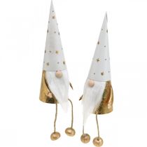 Artikel Wichtel Weihnachten Deko-Figur Weiß, Gold Ø6,5cm H22cm 2 St