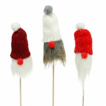 Artikel Wichtel zum Stecken mit Strickmütze Rot, Weiß, Grau 11–13cm L34–35,5cm 12 St