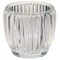 Artikel Windlicht Glas Kerzenglas mit Rillen Klar Ø7cm 6 St