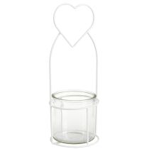 Artikel Windlicht Herz Weiß Windlichthalter Glas Ø12cm H30cm 2St