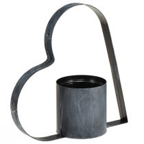 Artikel Antik-graue Metallhalterung mit Herzform und Glasbehälter – 30 cm Deko für romantische Atmosphäre 2St