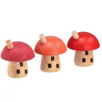 Artikel Deko Pilze Holz Häuschen Rot Orange Holzdeko 6×5cm 6St