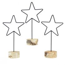 Artikel Dekorative Sterne auf Holzsockel Schwarz & Natur 40cm 3St