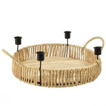 Artikel Dekotablett Holz Natur Metall Kerzenhalter Schwarz Ø30cm