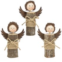 Artikel Engel mit Locken Holz Deko Weihnachten Natur H15cm 3 St
