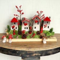 Artikel Romantische Keramik-Häuser mit Herzmotiv – Rot & Naturtöne, 11cm – Liebevoll gestaltete Winterdeko – 3 St