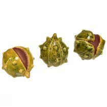 Artikel Dekorative Kastanien in Grün-Gelb – 6 cm – Ideale Herbst- und Festtagsdekoration – 6 St