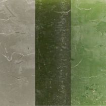 Artikel Kerzen Grün 3 Farben Durchgefärbt Stumpen 70x100mm 12 St