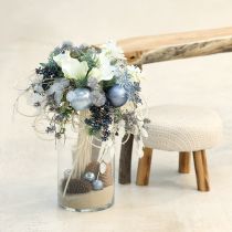 Artikel Kugel-Set in Blau/Silber – matt & glänzend, Glas-Deko für Winterfloristik 7,5cm 12St
