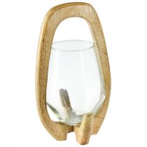 Artikel Laterne Holz Glas Windlicht Deko Mangoholz Natur Ø14cm H26cm