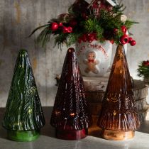 Artikel Mini Glas Weihnachtsbaum LED Rot Grün Braun 18cm 3St