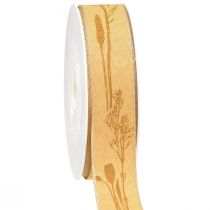 Artikel Seidenband Herbst mit Gräsern Dekoband Gelb 25mm 18m