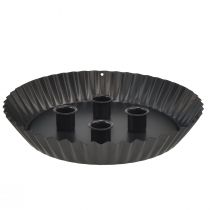Artikel Stabkerzenhalter aus Metall in Kuchenform – Schwarz, Ø 24 cm – Elegante Tischdeko für 4 Kerzen – 2St