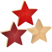 Artikel Sterne Holz Weihnachtssterne geriffelt Rot Natur 11cm 3 St