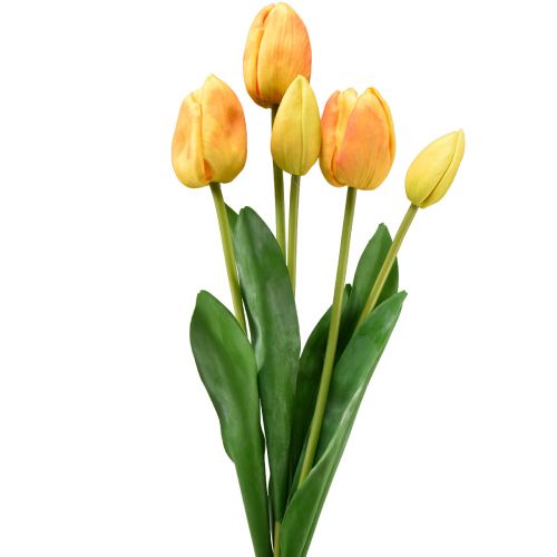 Orange Gelb Tulpen Deko Real Touch Kunstblumen 49cm 5 St