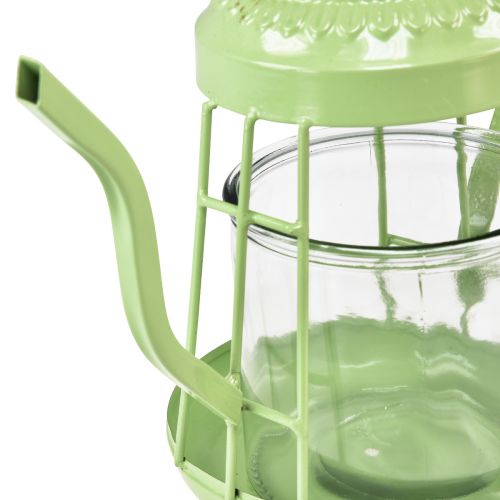 Artikel Teelichthalter Glas Windlicht Teekanne Grün Ø15cm H26cm