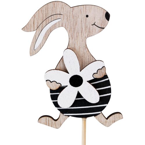 Artikel Blumenstecker Osterhase Schwarz Weiß Natur H9cm 12 St
