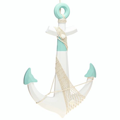 Deko Anker Weiß Blau Maritime Deko zum Hängen H58,5cm