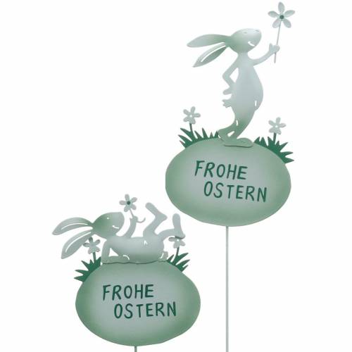 Deko-Stecker Ostern Hase Metall Grün Osterhasen Osterdeko 4 St