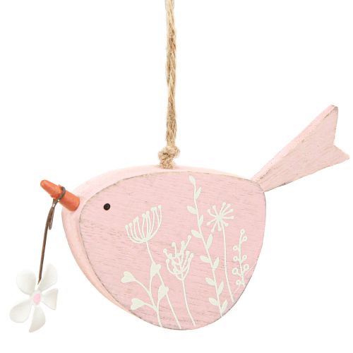 Deko Vogel Frühlingsdeko Hängedeko Holz Rosa 15×8,5cm