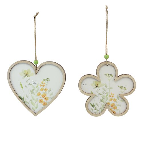 Artikel Deko Anhänger Holz Blume Herz Motiv Blumen 12cm 6 St
