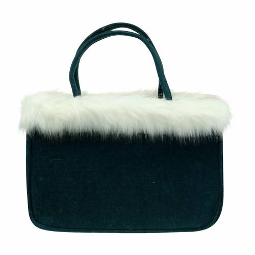 Artikel Filztasche mit Fellrand Petrol 38cm x24cm x 20cm