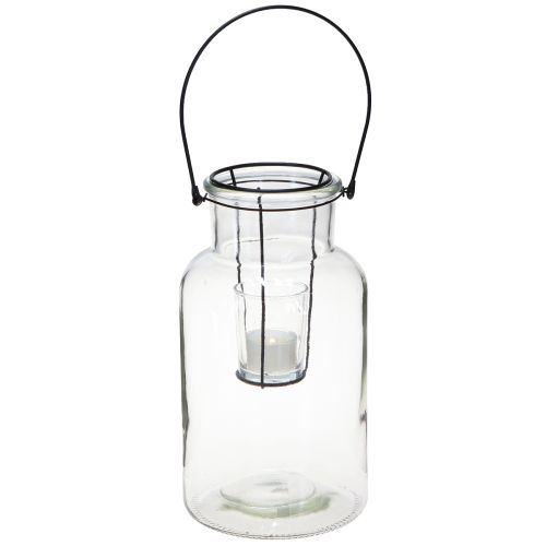 Artikel Flaschen Deko Windlicht Glas Metall Klar Schwarz Ø13cm