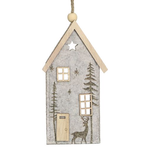 Artikel Häuschen zum Hängen Weihnachten Filz Deko Beige 15cm 6 St