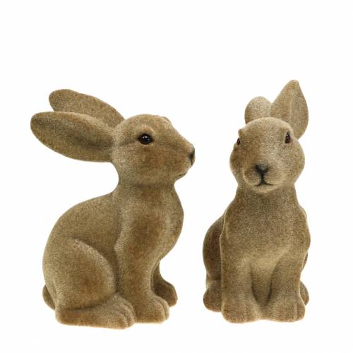 Osterdeko Hase sitzend beflockt Braun H19cm 2 St