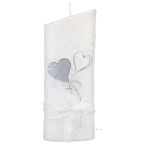 Hochzeitskerze Kerze Silberhochzeit Kerze Weiß 220/85mm