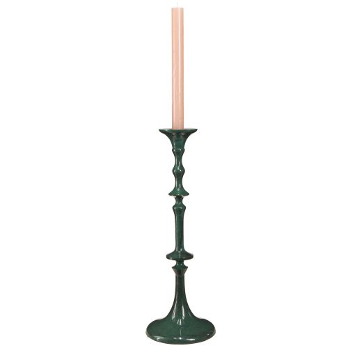 Artikel Hoher Kerzenständer Metall Grün Keramik Optik H38cm