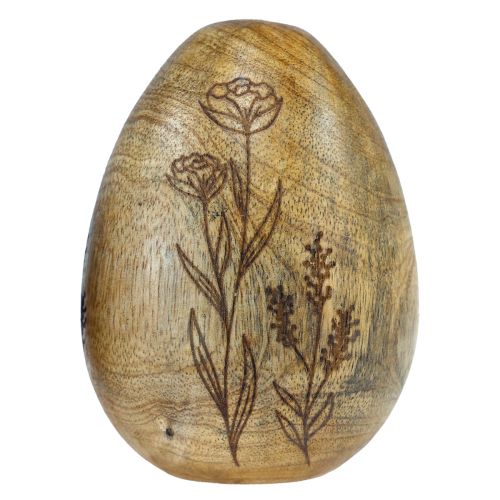 Holzeier Natur Mangoholz Ostereier aus Holz Blumendekor H10cm 3 St