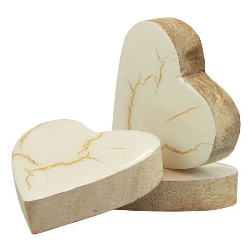 Artikel Holzherzen Deko Herzen Weiß Gold Glanz Craquelé 4,5cm 8 St