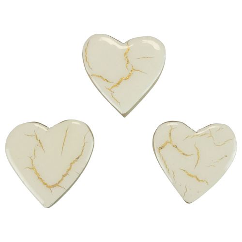 Artikel Holzherzen Deko Herzen Weiß Gold Glanz Craquelé 4,5cm 8 St